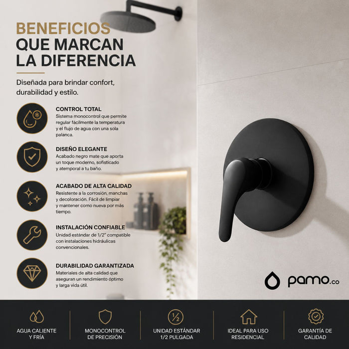 hogar cocina monotrol ducha redonda negra pmo 043 mp madecentro