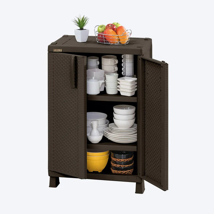 Combo cocina rattan armario grande + armario mediano wengue marca Rimax