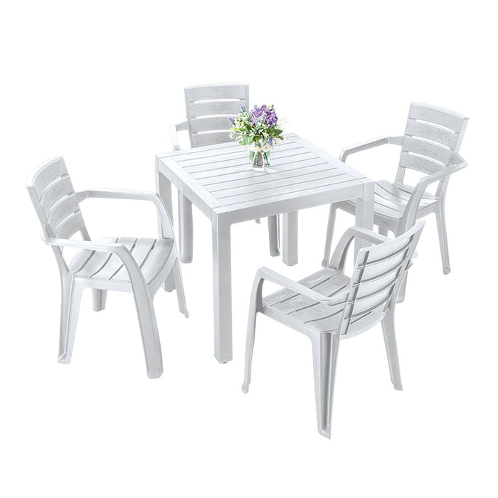 Combo comedor baru, incluye 1 mesa + 4 sillas con brazos Rimax