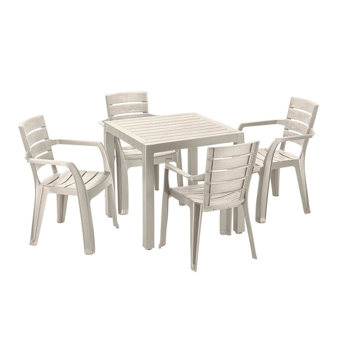 Combo comedor baru 1 mesa + 4 sillas con brazos taupe marca Rimax