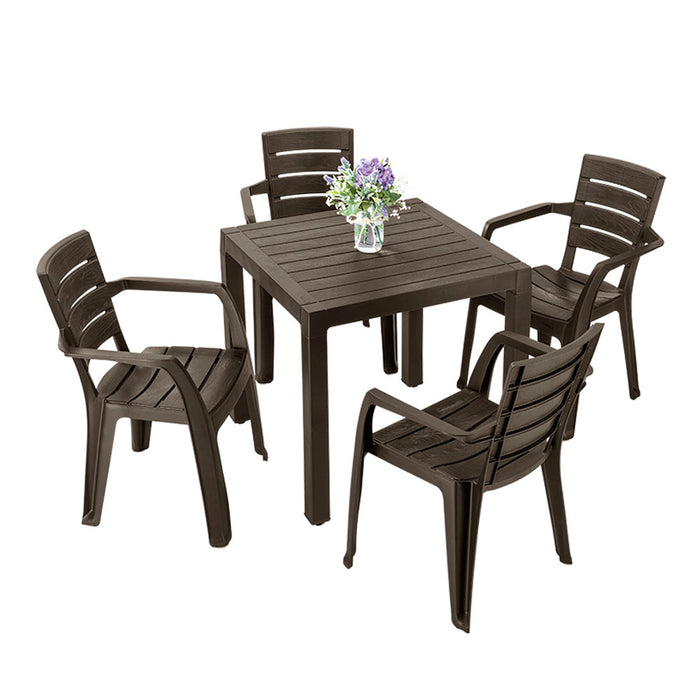 Combo comedor baru, incluye 1 mesa + 4 sillas con brazos Rimax