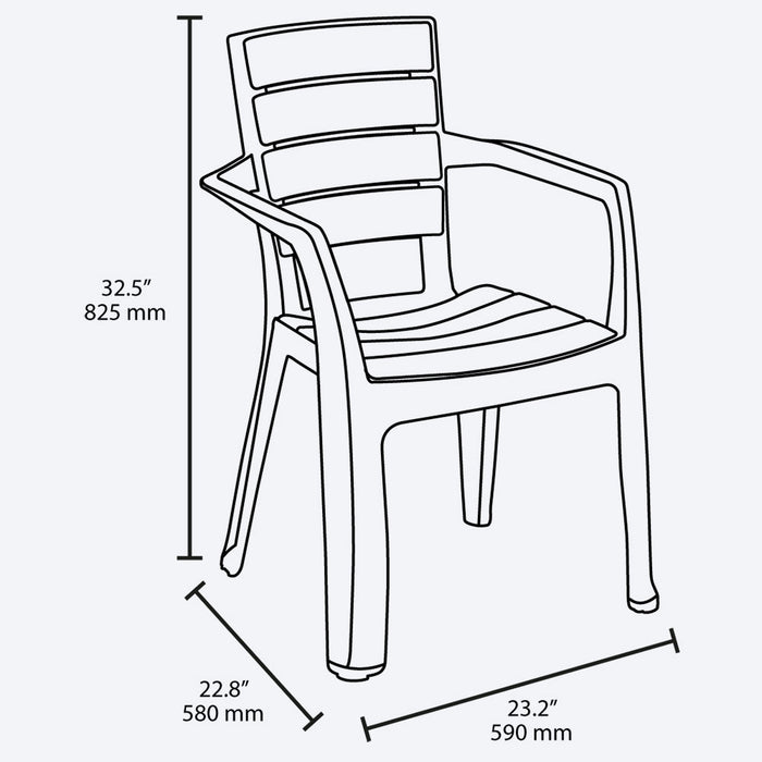 Combo comedor baru, incluye 1 mesa + 4 sillas con brazos Rimax