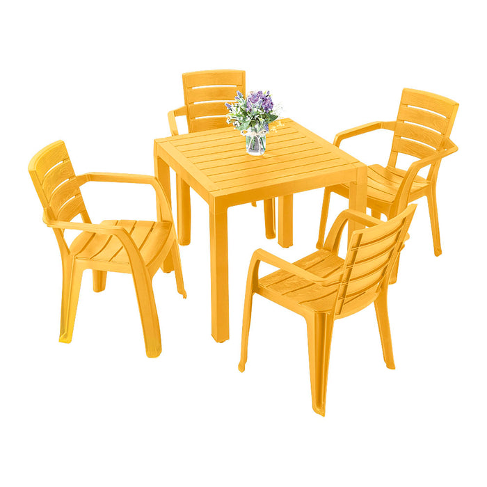 Combo comedor barú trendy, incluye  1 mesa + 4 sillas con brazos Rimax