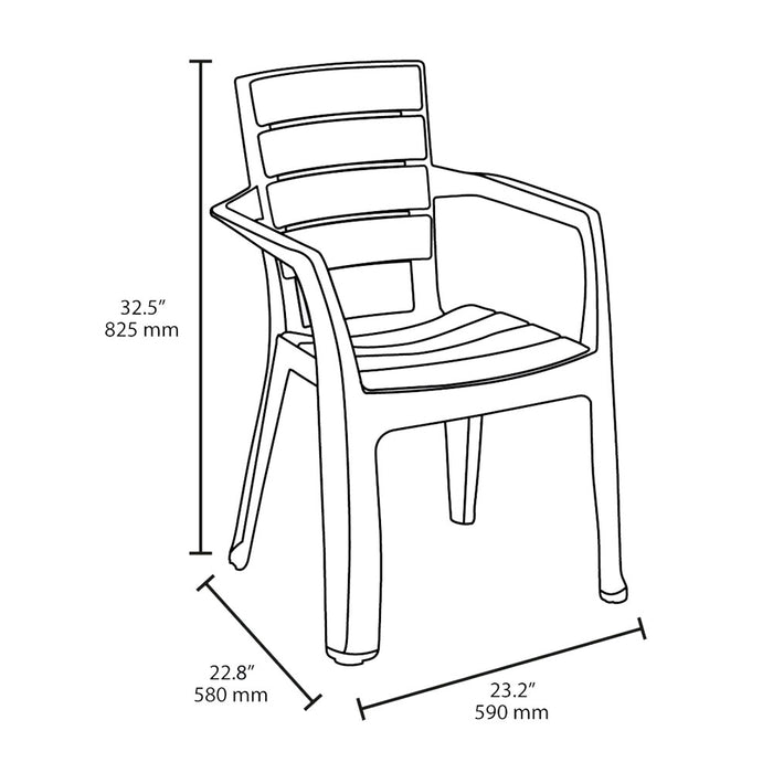 Combo comedor barú trendy, incluye  1 mesa + 4 sillas con brazos Rimax