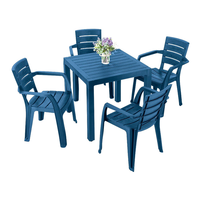 Combo comedor barú trendy, incluye  1 mesa + 4 sillas con brazos Rimax