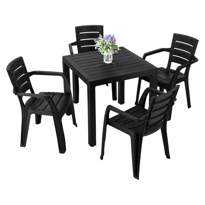 Combo comedor barú trendy 1 mesa + 4 sillas con brazos negro marca Rimax
