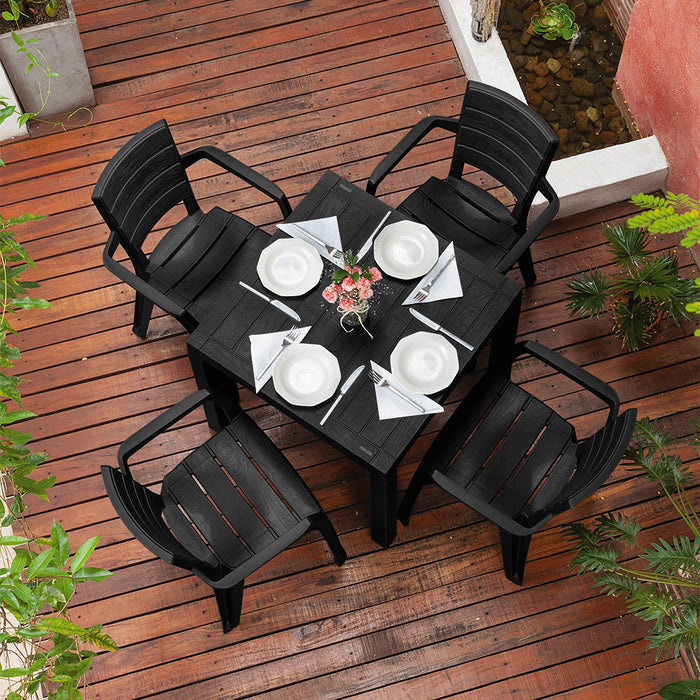 Combo comedor barú trendy 1 mesa + 4 sillas con brazos negro marca Rimax