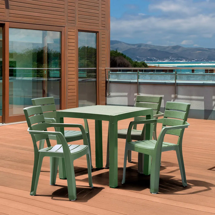 Combo comedor barú trendy, incluye  1 mesa + 4 sillas con brazos Rimax