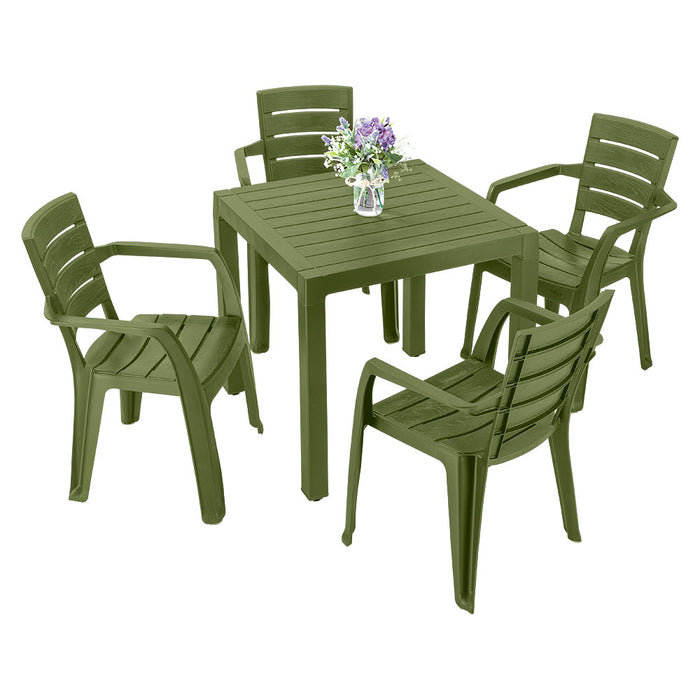 Combo comedor barú trendy, incluye  1 mesa + 4 sillas con brazos Rimax