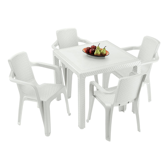 Combo comedor eterna, incluye 1 mesa + 4 sillas con brazos Rimax
