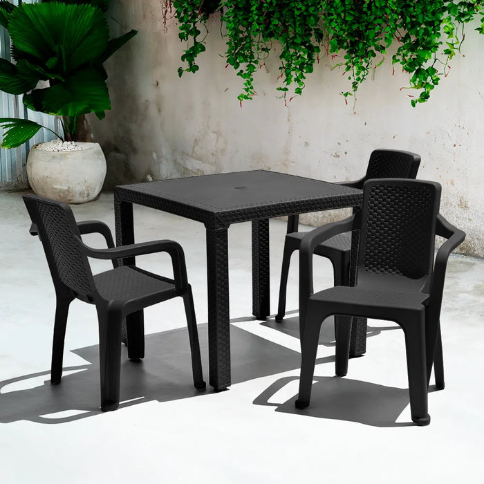 Combo comedor eterna, incluye 1 mesa + 4 sillas con brazos Rimax