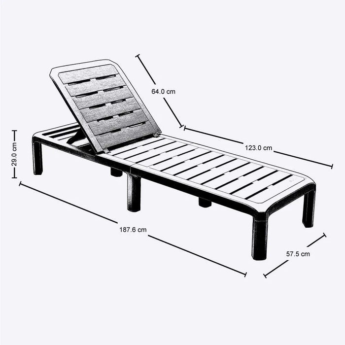 Combo piscina 2 camas asoleadoras + 2 sillas playeras + 1 mesa de centro rectangular blanco Rimax