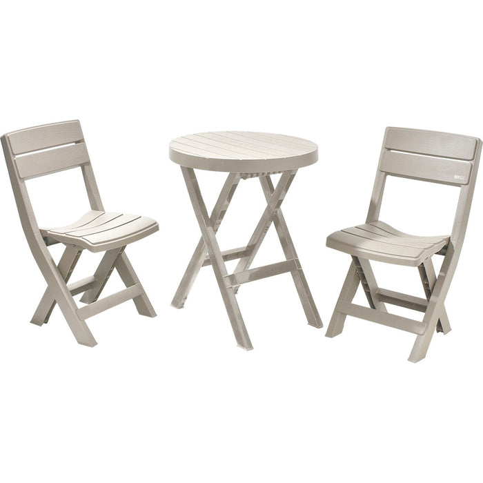 Combo plegable barú mesa redonda + 2 sillas taupe marca Rimax