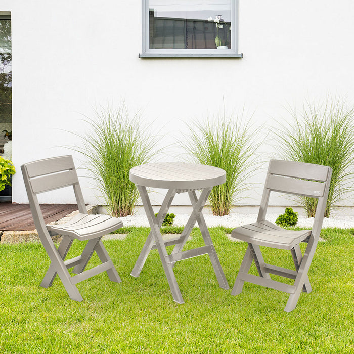 Combo plegable barú mesa redonda + 2 sillas taupe marca Rimax