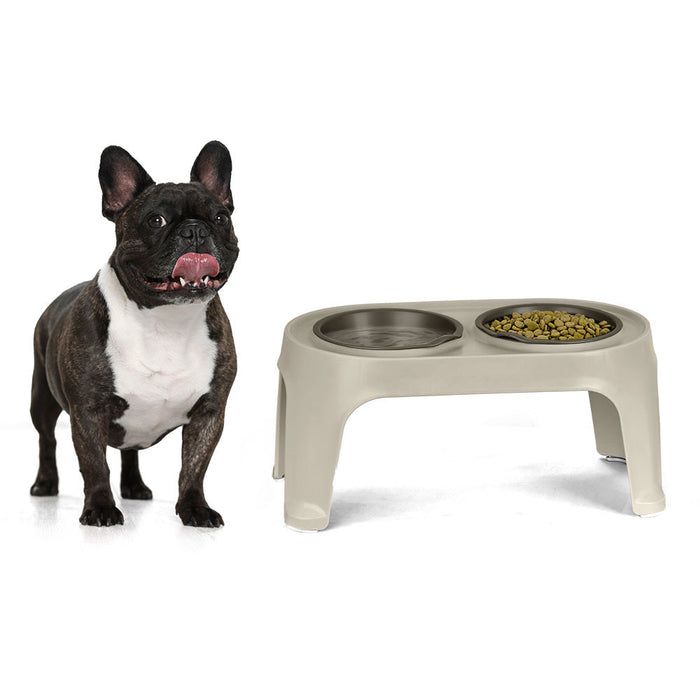 Comedero alto para perros medium taupe marca Rimax