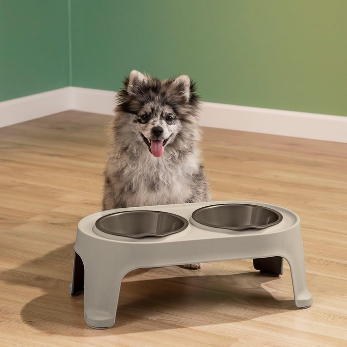Comedero alto para perros small taupe marca Rimax
