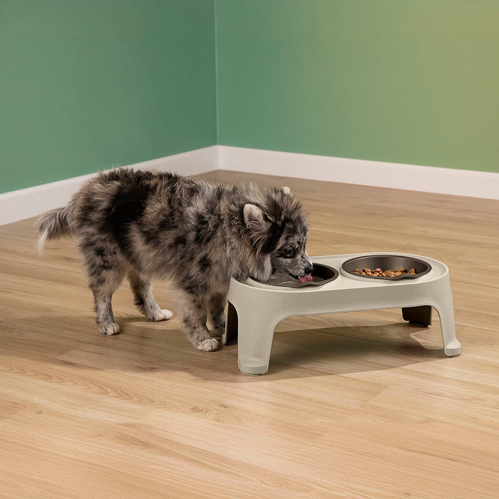 Comedero alto para perros small taupe marca Rimax