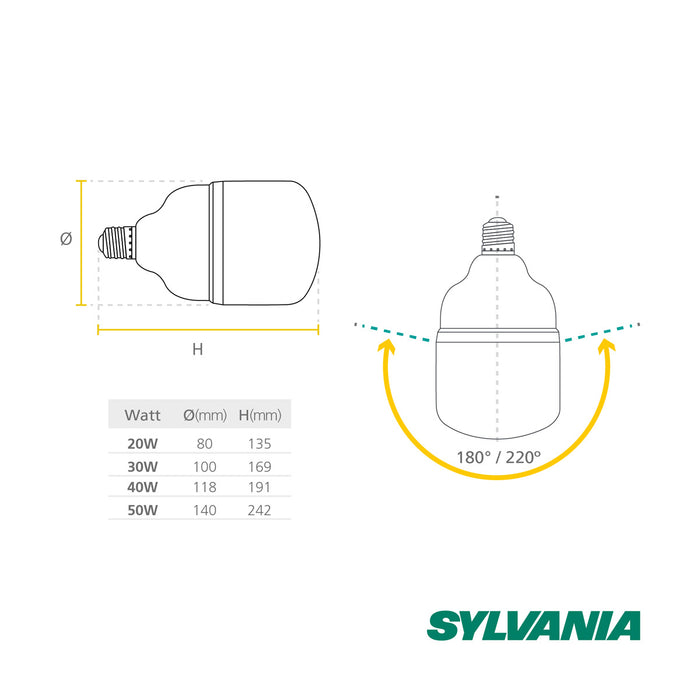 hogar decoracion e iluminacion bombillo alta potencia 30 w luz dia multivoltaje sylvania sylv 048 mp madecentro