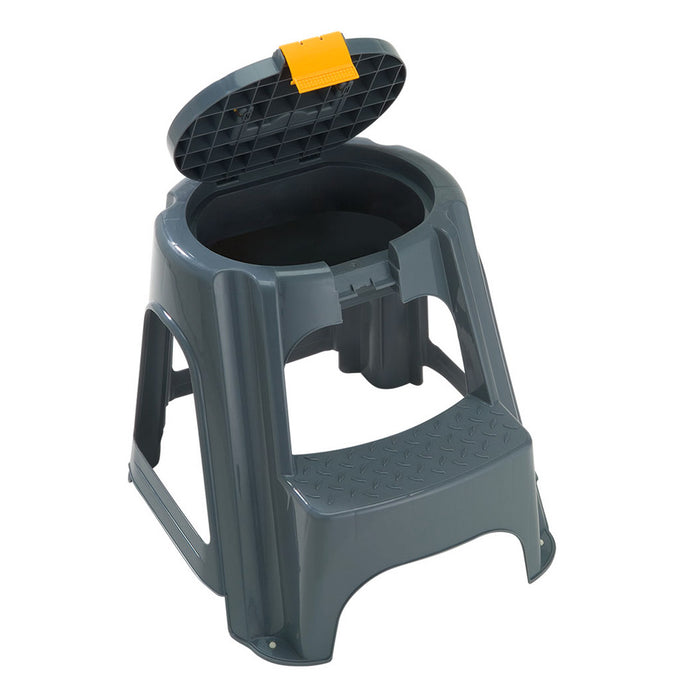 Escalesilla con tapa organizadora gris marca Rimax