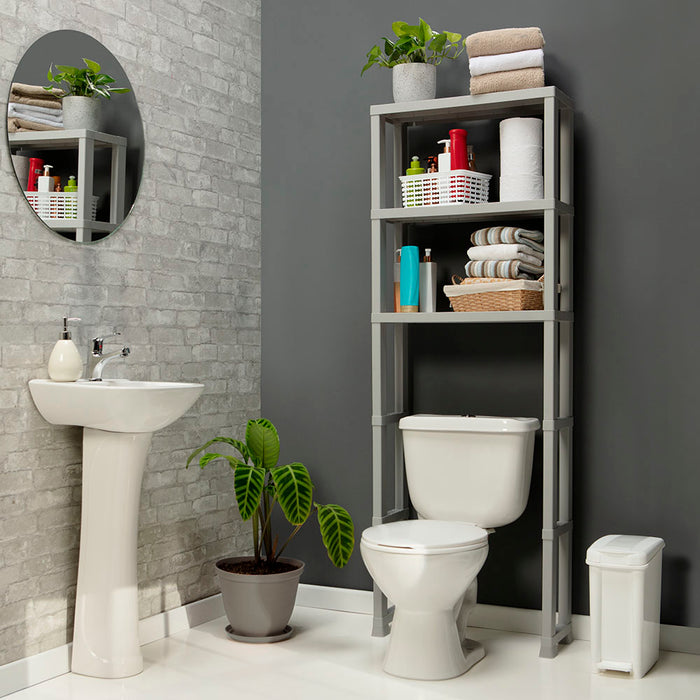 Estante organizador 3 niveles para baño gris hielo marca Rimax