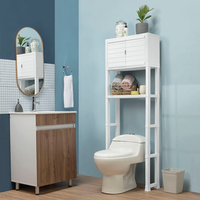 Estante organizador con puertas para baño blanco Rimax
