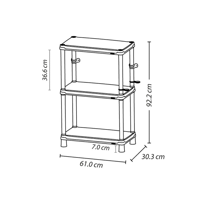 Estante solido 12" de 3 niveles negro Rimax