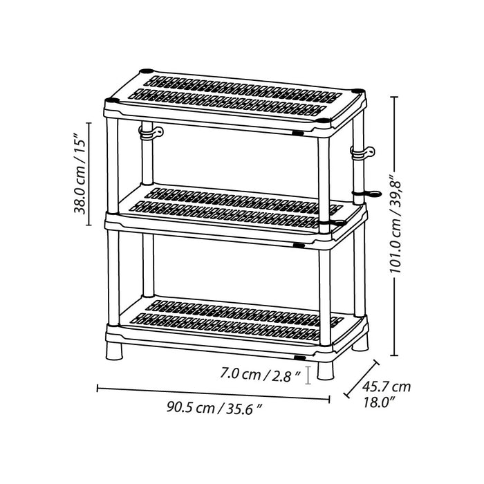 Estantería multifuncional de 3 niveles ventilada 18" negro Rimax