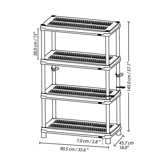 Estantería multifuncional de 4 niveles ventilada 18" negro marca Rimax