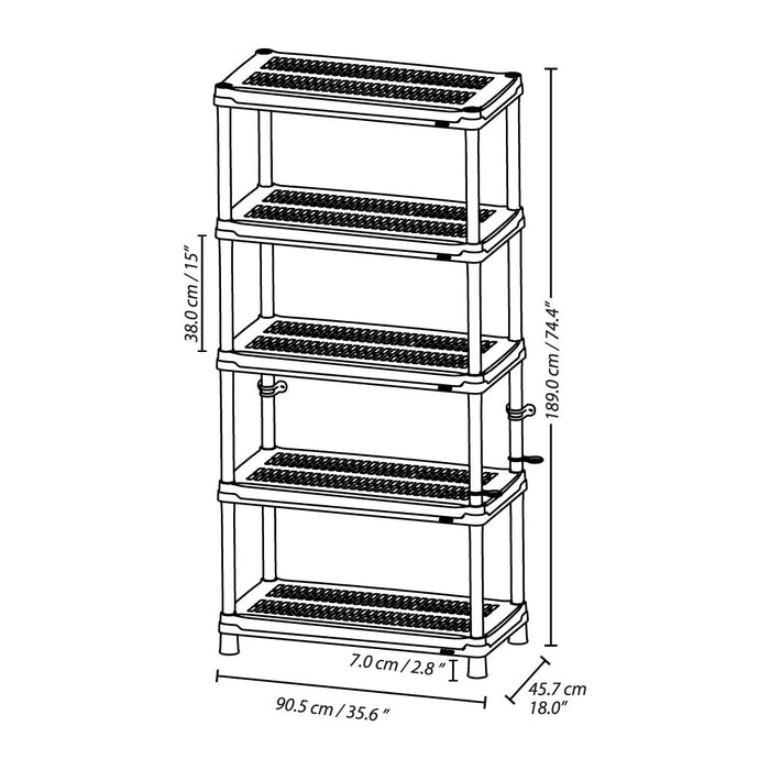 Estantería multifuncional de 5 niveles ventilada 18" negro marca Rimax