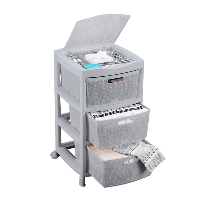 Cajas organizadoras fique con 3 gavetas y tapa  gris hielo Rimax