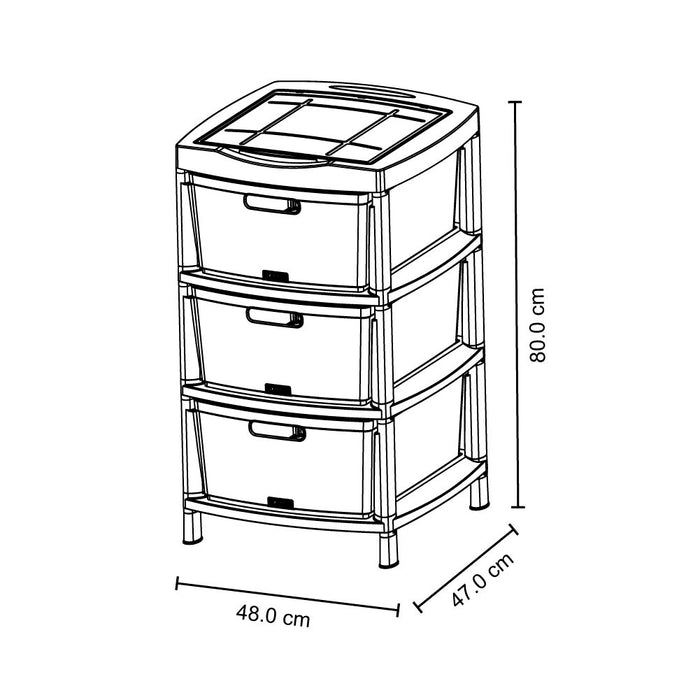 Cajas organizadoras fique con 3 gavetas y tapa  gris hielo Rimax