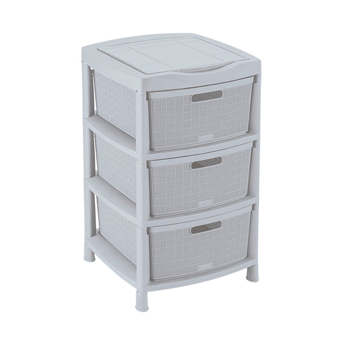 Cajas organizadoras fique con 3 gavetas y tapa  gris hielo Rimax