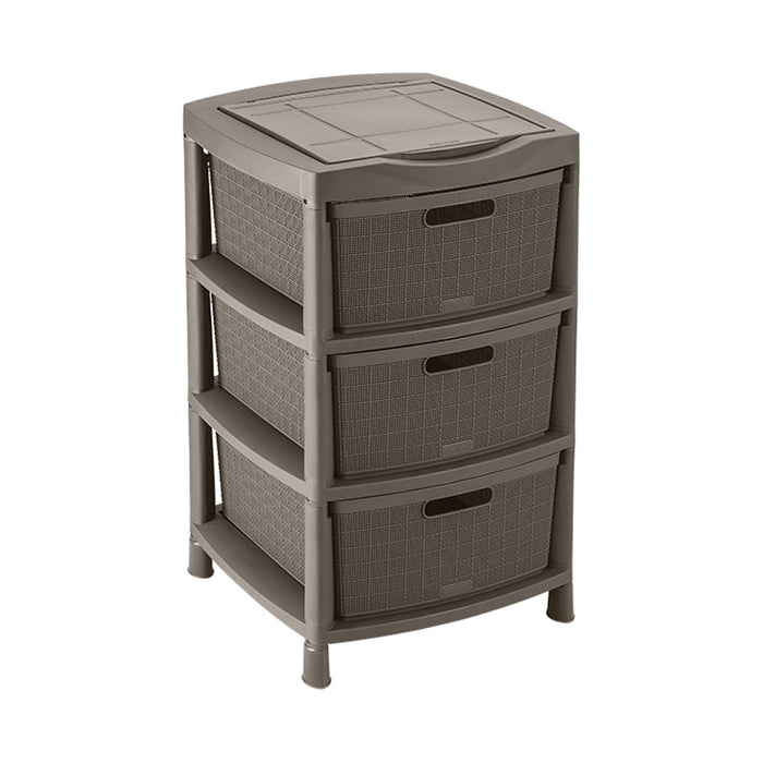 Cajas organizadoras fique con 3 gavetas y tapa mocca Rimax