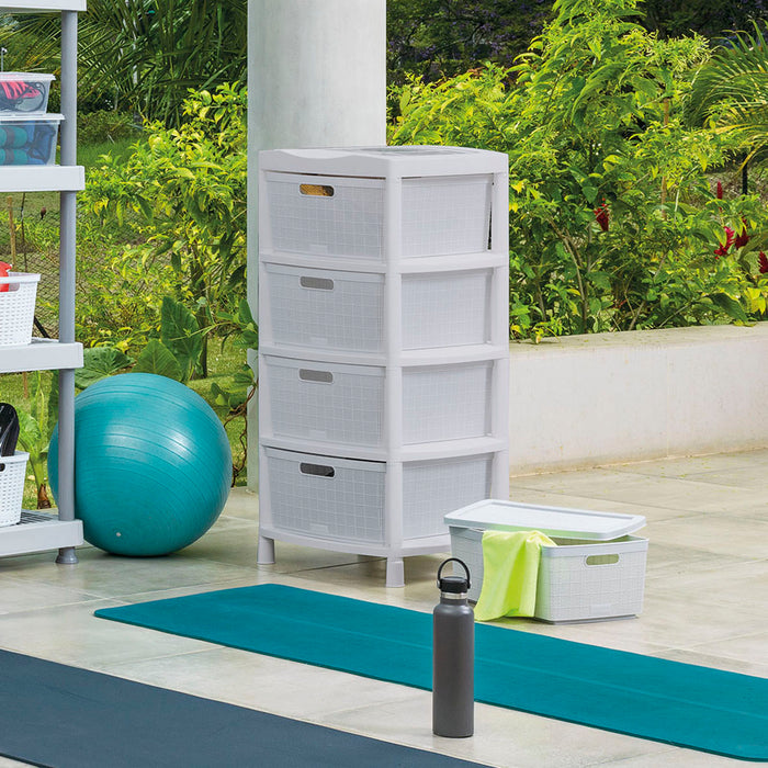 Cajas organizadoras fique con 4 gavetas y tapa gris hielo Rimax