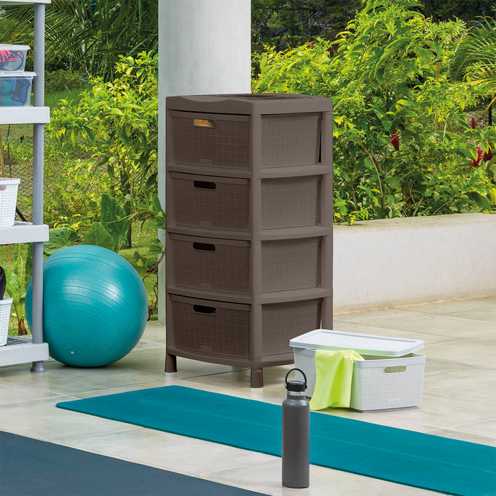 Gavetero fique con 4 gavetas y tapa organizadora mocca Rimax