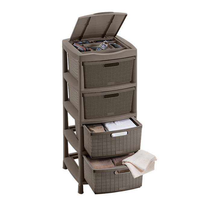 Gavetero fique con 4 gavetas y tapa organizadora mocca Rimax