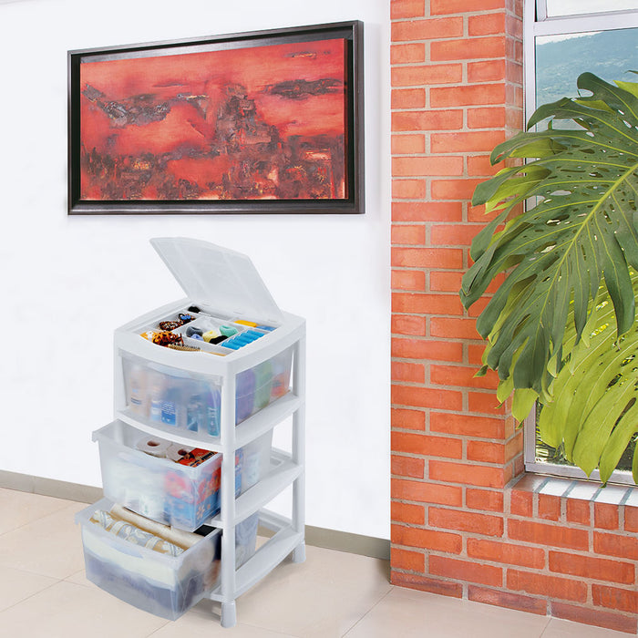 Cajas organizadoras grande con 3 gavetas y tapa Rimax