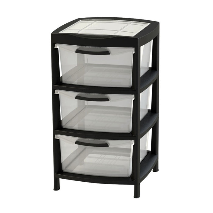 Gavetero grande con 3 gavetas y tapa organizadora negro marca Rimax