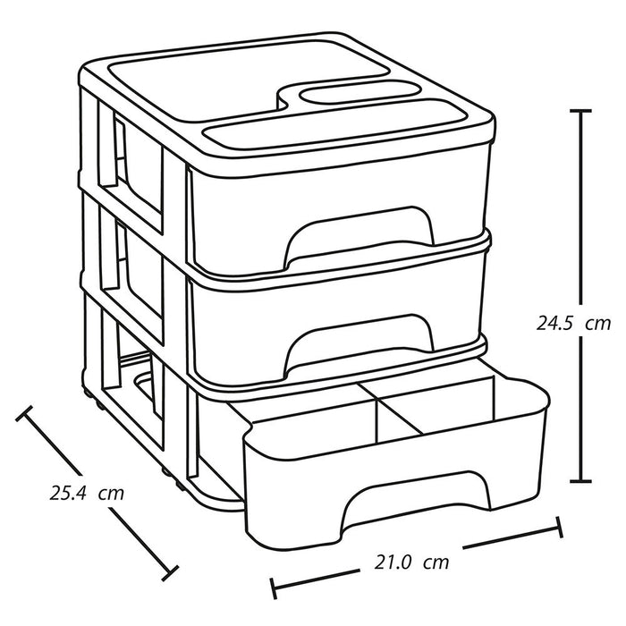 Cajas organizadoras pequeñas con 3 gavetas Rimax