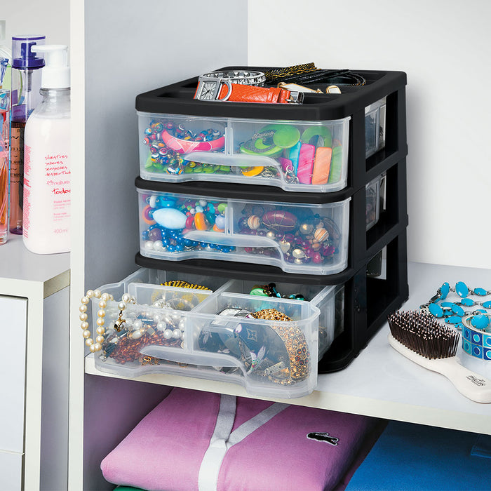 Gavetero pequeño con 3 gavetas negro marca Rimax