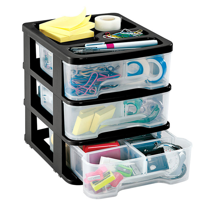 Gavetero pequeño con 3 gavetas negro marca Rimax