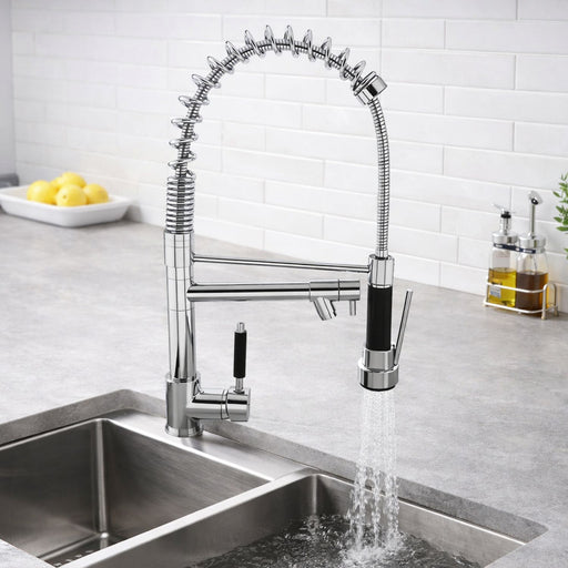 hogar griferia monotrol espiral gourmet doble salida cromado pmo 027 mp madecentro