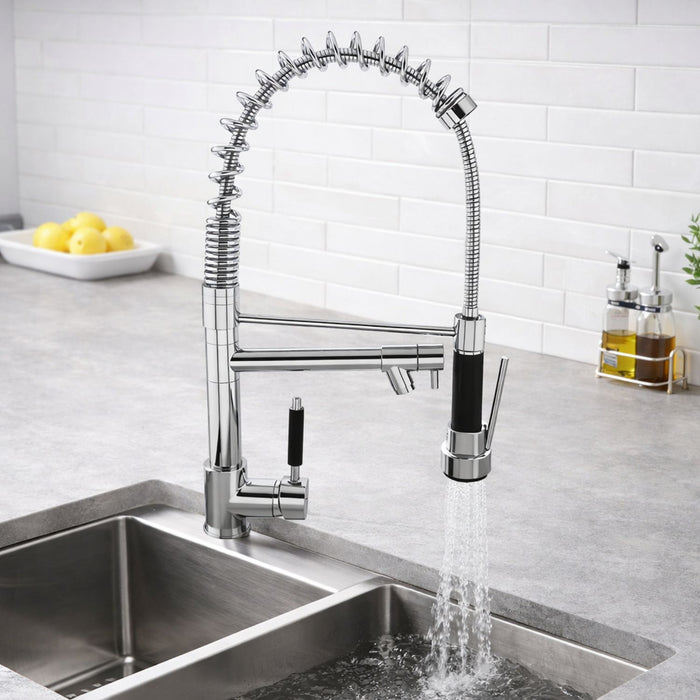 hogar griferia monotrol espiral gourmet doble salida cromado pmo 027 mp madecentro