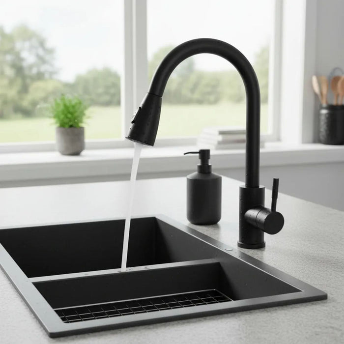 hogar griferia monotrol lavaplatos extensible negro pmo 029 mp madecentro