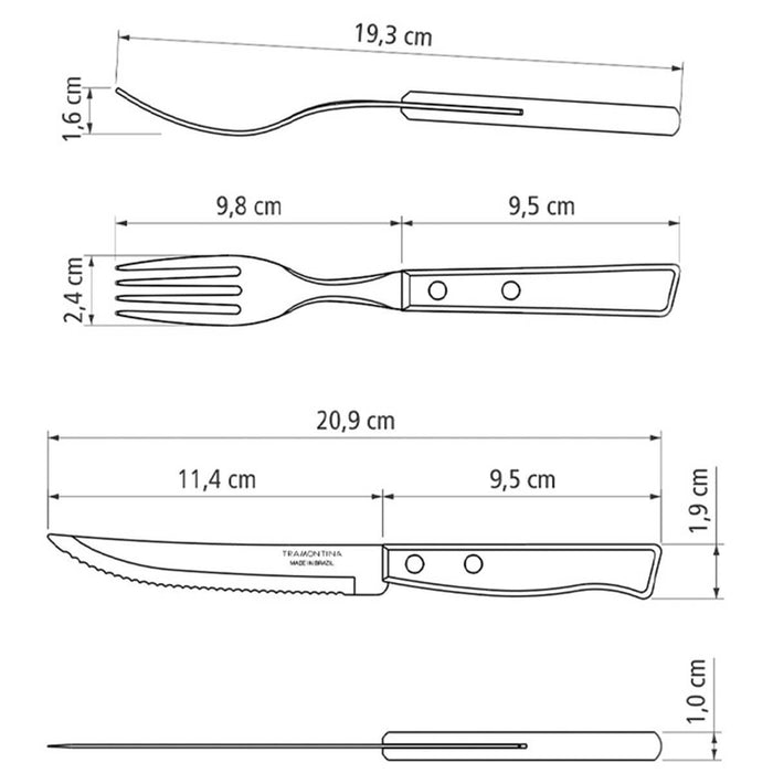 Juego de cubiertos para asado con mango madera 12 piezas