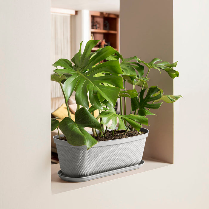 Matera moderna ovalada rafia 60 cm con plato Rimax