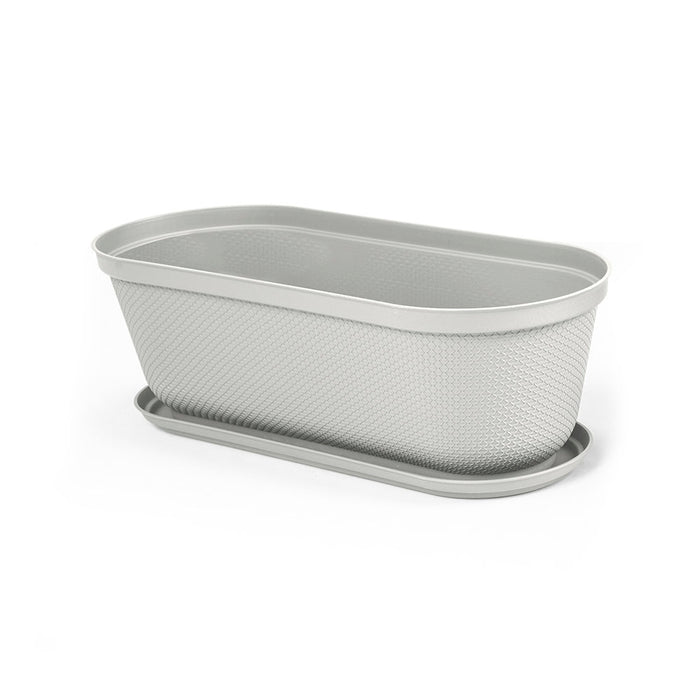 Matera moderna ovalada rafia 60 cm con plato Rimax