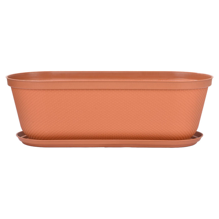 Matera moderna ovalada rafia 60 cm con terracota marca Rimax