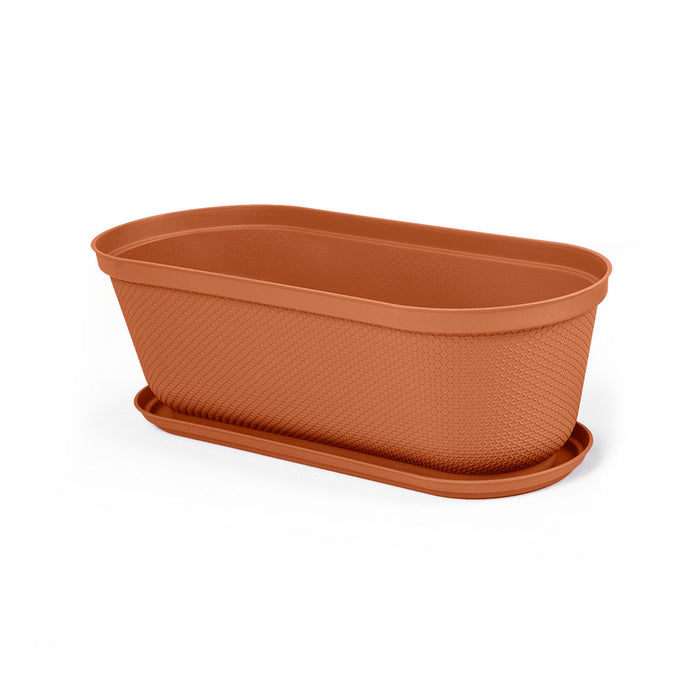 Matera moderna ovalada rafia 60 cm con terracota marca Rimax