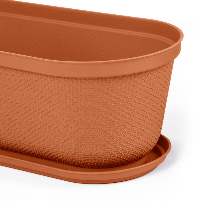 Matera moderna ovalada rafia 60 cm con terracota marca Rimax